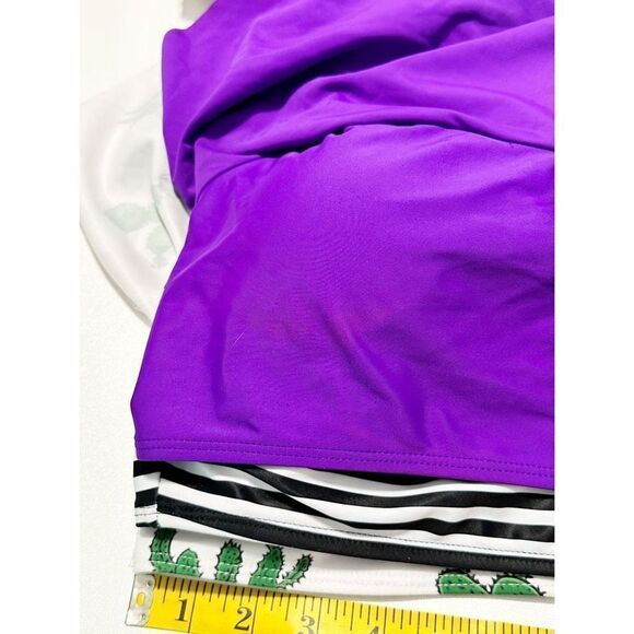 RoseGal Flounce Bikini Top Bundle 5 Tops Striped Cactus Red Turquoise Purple 1X - Picture 14 of 16